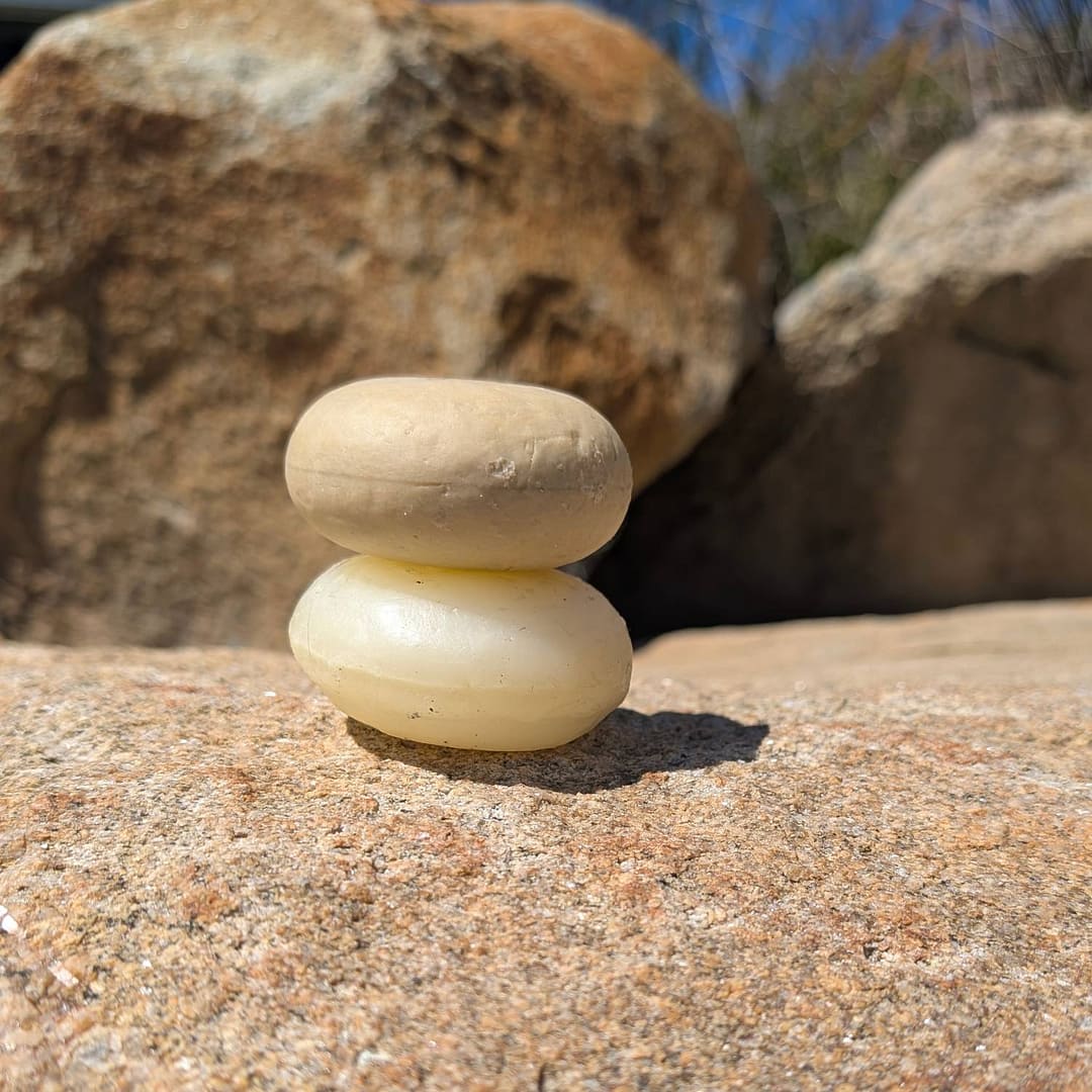 Hydration Haircare Bar Duo – Plastic-Free, Nourishing Shampoo & Conditioner Set 2 Hydration Shampoo Bar duo on rocks in Albany Western Australia